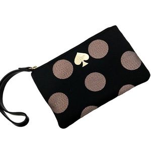 Kate Spade rose gold polka dot wristlet